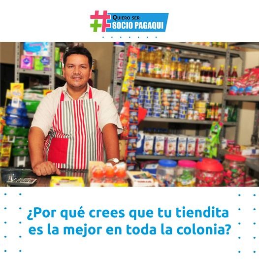 banner tendero esperando clientes